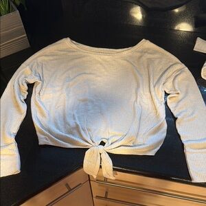 Abercrombie & Fitch Cream Tie-Front Top